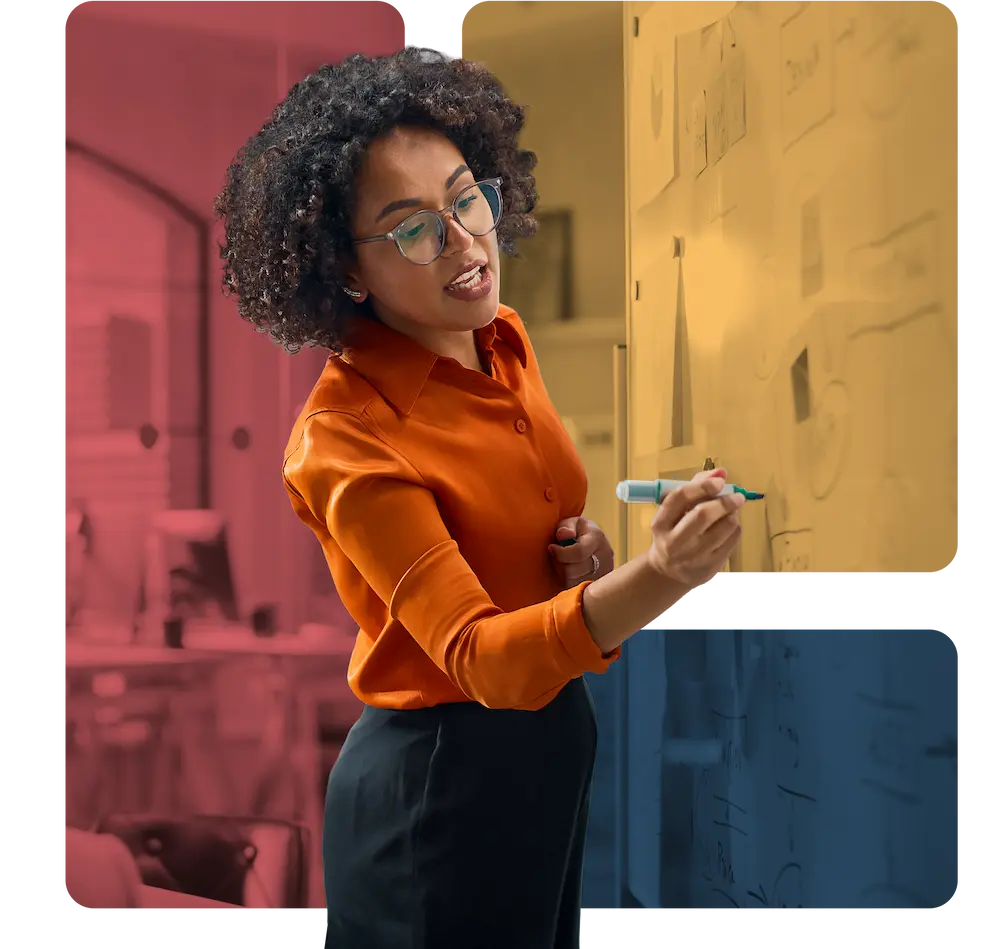 Woman at a whiteboard